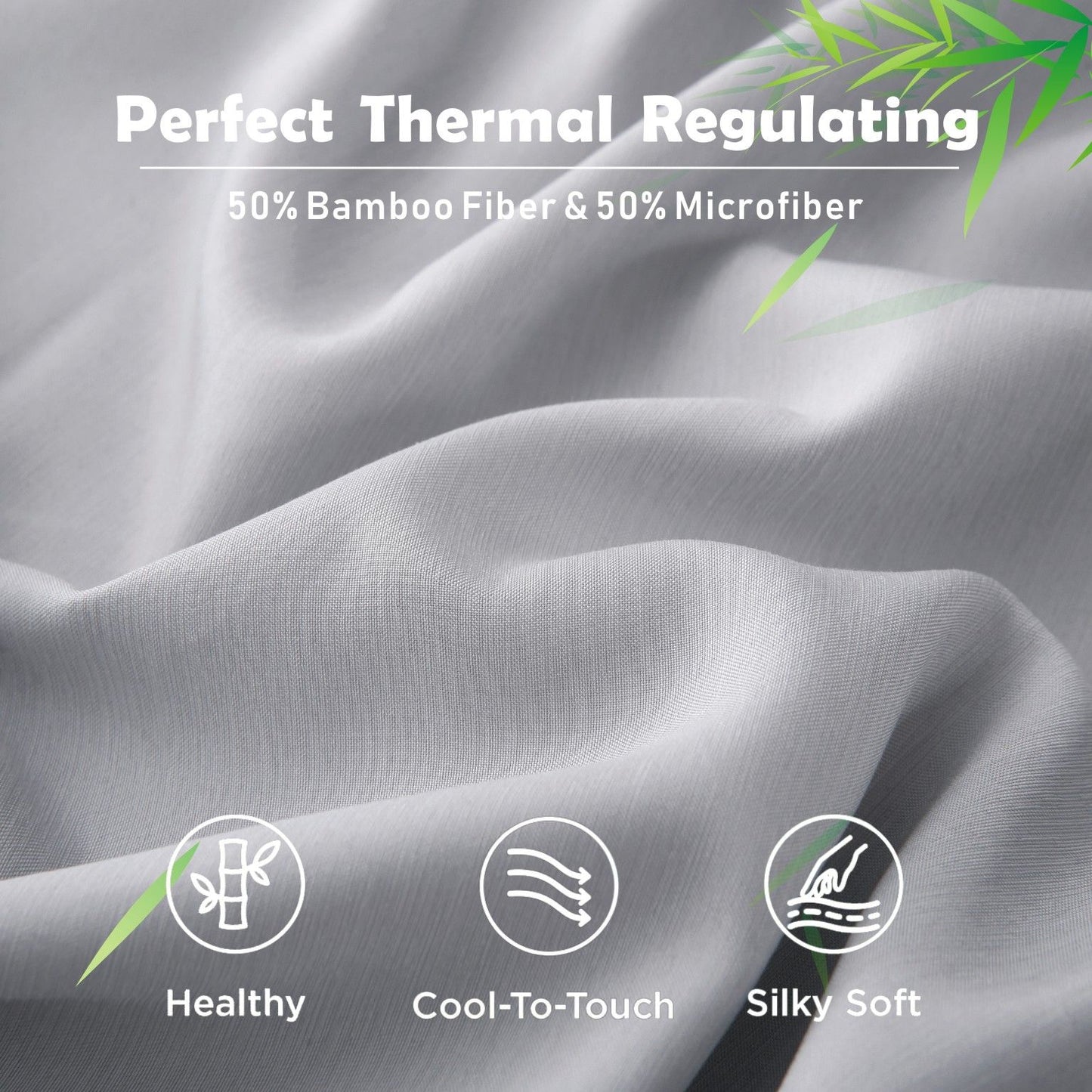 3 Piece Hotel Bamboo Cooling Fitted Sheet Set & Pillowcase -Ultra Soft 2000TC Breathable Fitted Bed Sheets V1317-ZXW9-AUQ-3JT-CL-YH