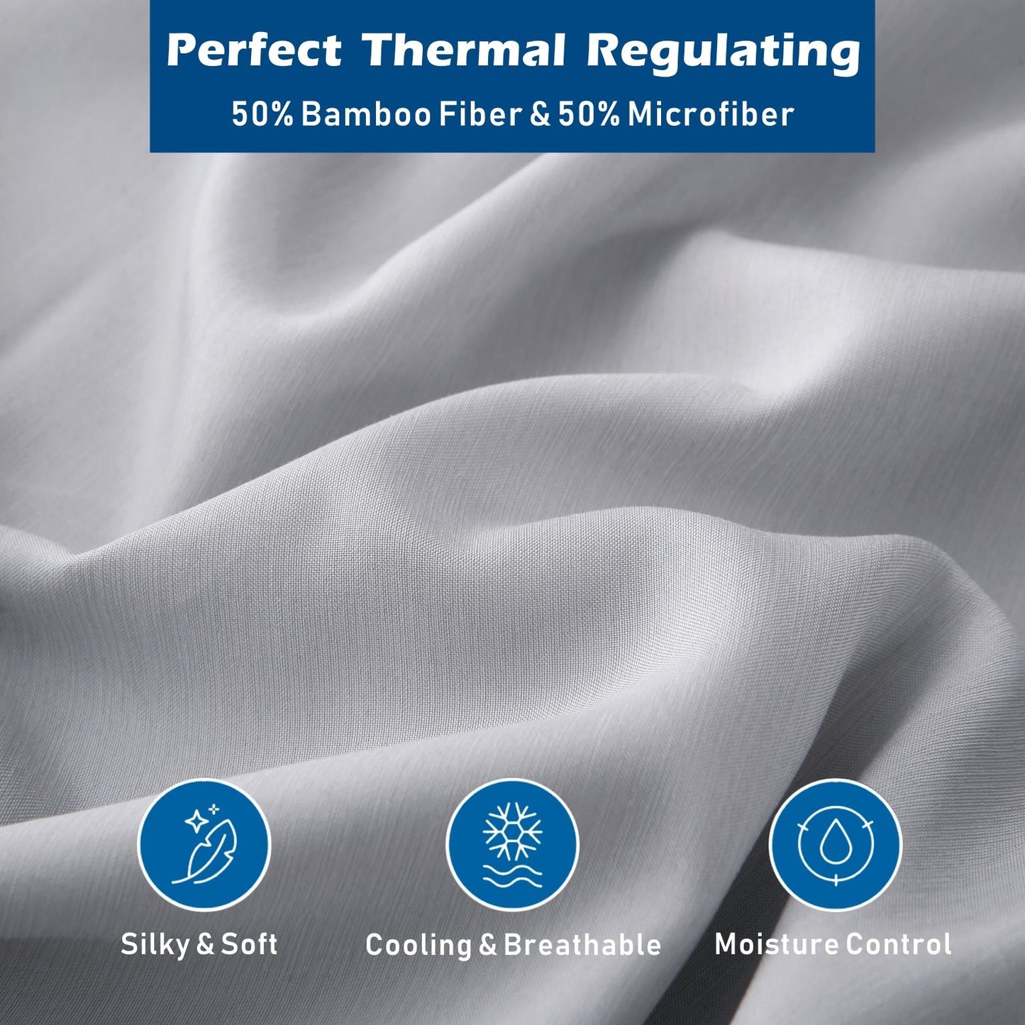 4 Piece Hotel Bamboo Cooling Sheet Set -Ultra Soft 2000TC Breathable Bed Sheets Set with 37 Centimetre Deep V1317-ZXW9-AUQ-4JT-YH