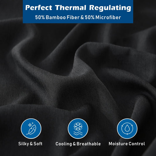 3 Piece Hotel Bamboo Cooling Sheet Set -Ultra Soft 2000TC Breathable Bed Sheets Set with 37 Centimetre Deep V1317-ZXW9-AUS-4JT-HEI