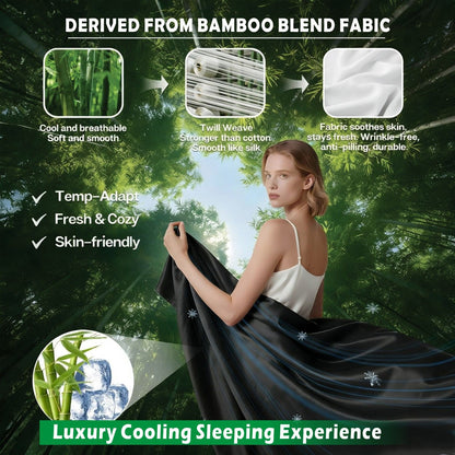 3 Piece Hotel Bamboo Cooling Sheet Set -Ultra Soft 2000TC Breathable Bed Sheets Set with 37 Centimetre Deep V1317-ZXW9-AUS-4JT-HEI