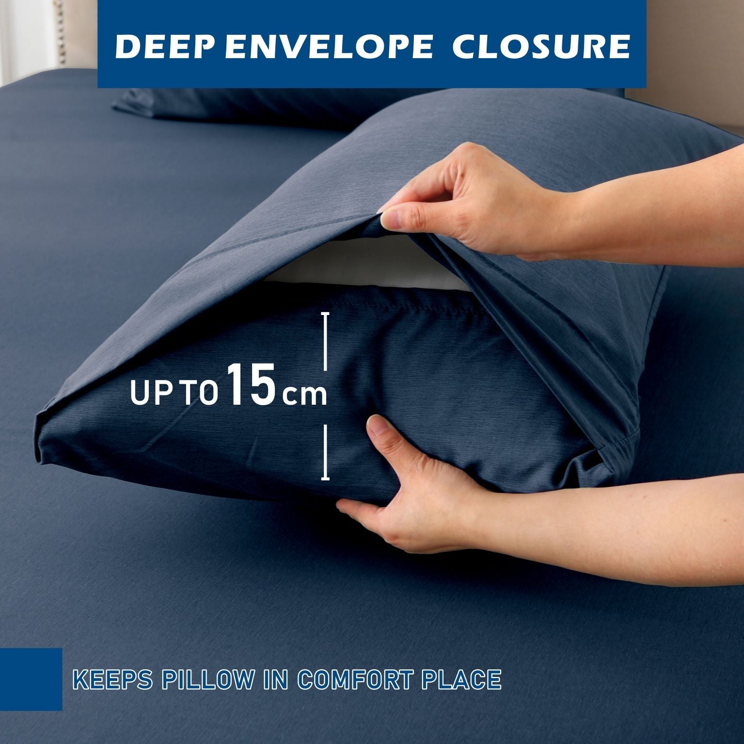 3 Piece Hotel Bamboo Cooling Sheet Set -Ultra Soft 2000TC Breathable Bed Sheets Set with 37 Centimetre Deep Pocket-Cooling Sheets for Hot Sleepers(Navy,Single)