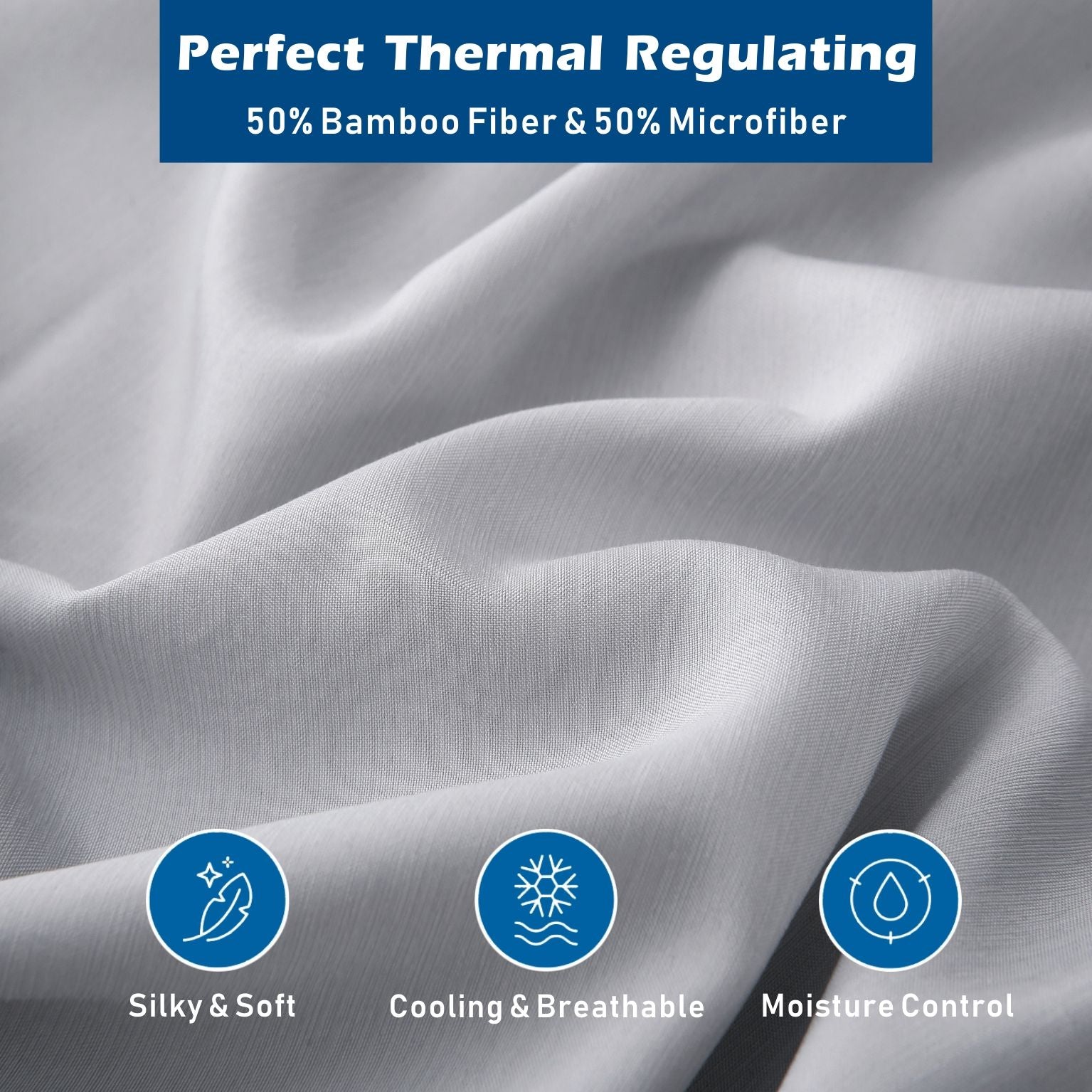 3 Piece Hotel Bamboo Cooling Sheet Set -Ultra Soft 2000TC Breathable Bed Sheets Set with 37 Centimetre Deep V1317-ZXW9-AUS-4JT-YH