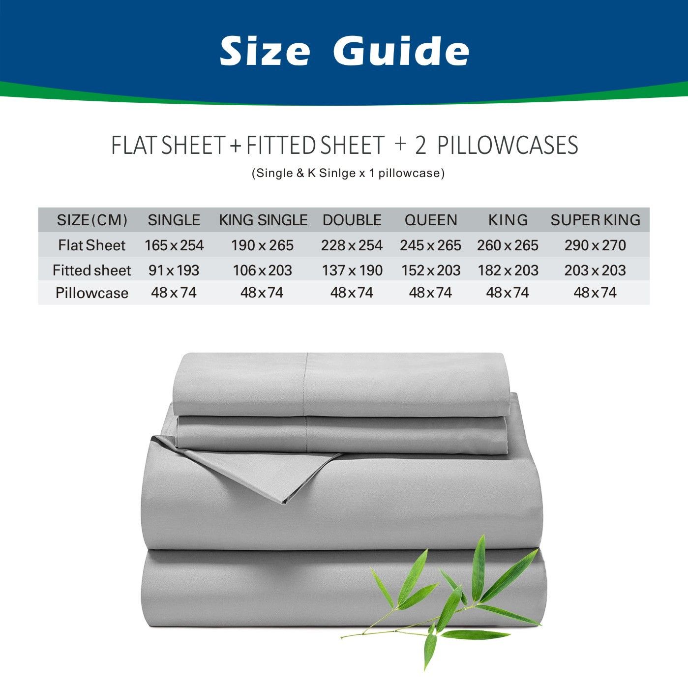 3 Piece Hotel Bamboo Cooling Sheet Set -Ultra Soft 2000TC Breathable Bed Sheets Set with 37 Centimetre Deep V1317-ZXW9-AUS-4JT-YH