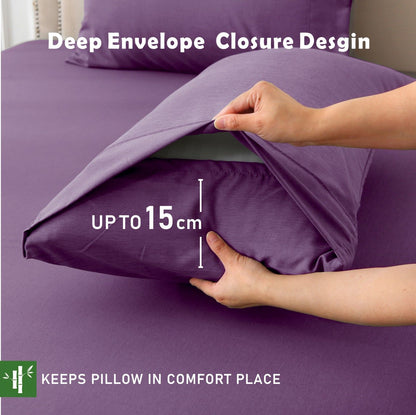 3 Piece Hotel Bamboo Cooling Fitted Sheet Set & Pillowcase -Ultra Soft 2000TC Breathable Fitted Bed Sheets V1317-ZXW9-AUSK-3JT-CL-ZI