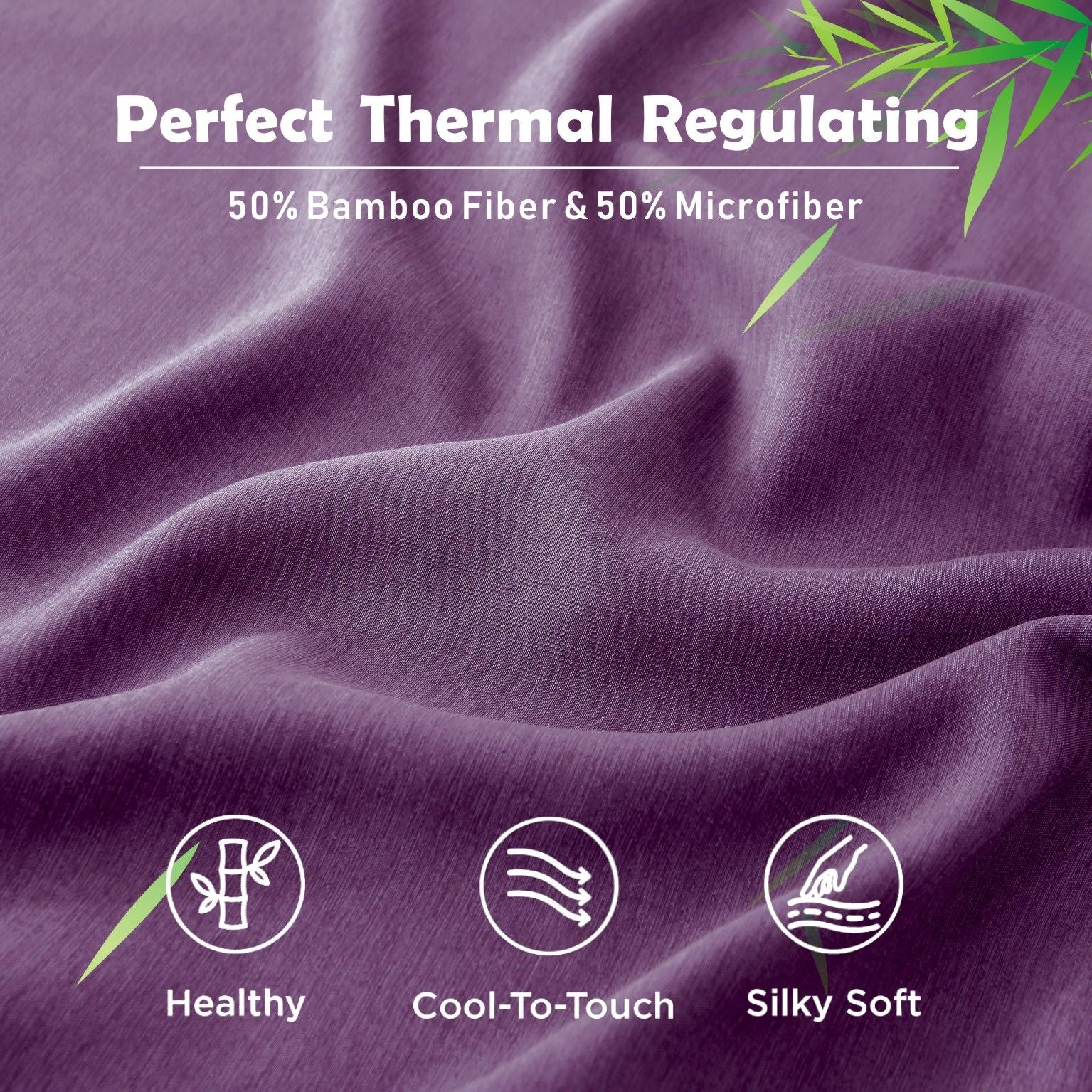 3 Piece Hotel Bamboo Cooling Fitted Sheet Set & Pillowcase -Ultra Soft 2000TC Breathable Fitted Bed Sheets V1317-ZXW9-AUSK-3JT-CL-ZI