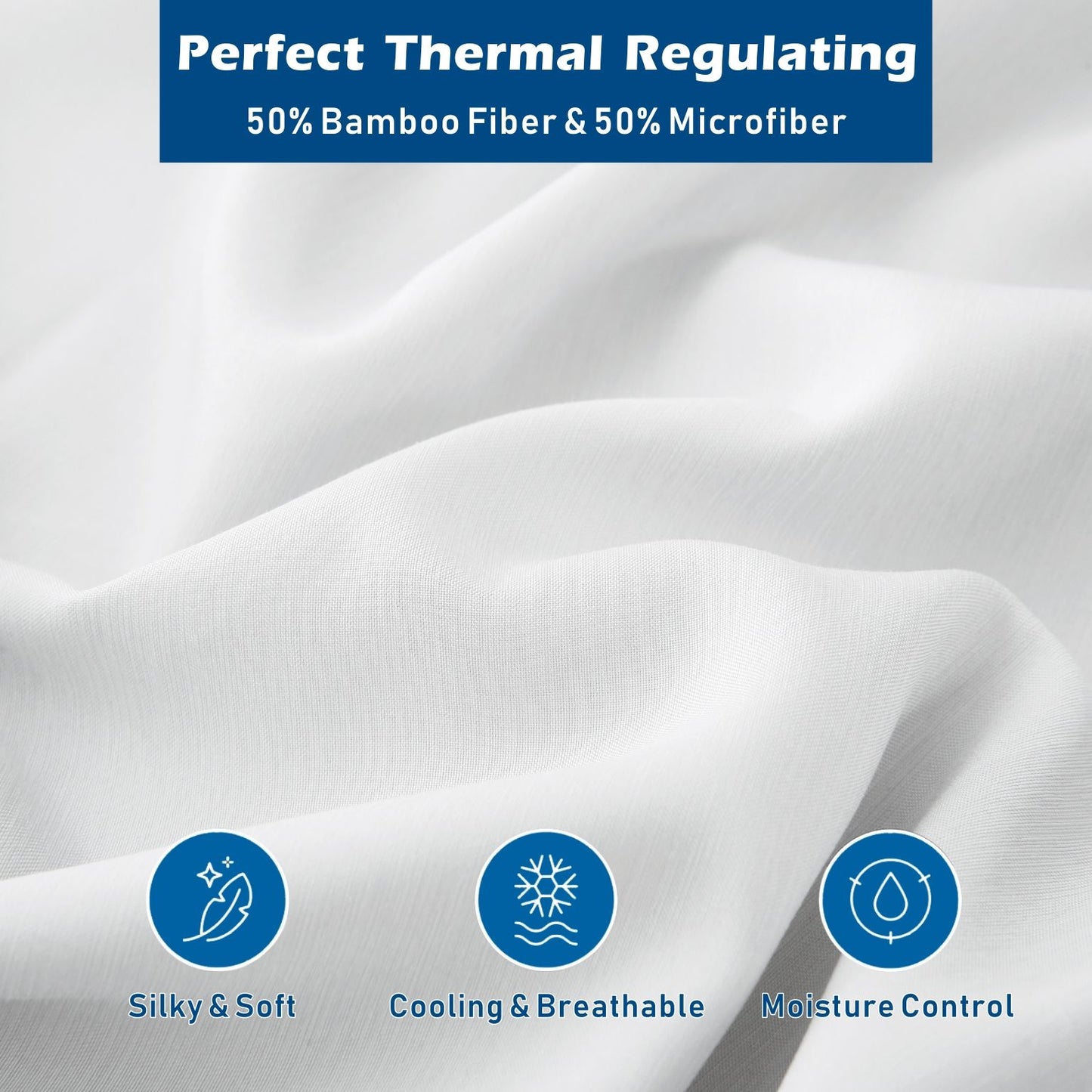 4 Piece Hotel Bamboo Cooling Sheet Set -Ultra Soft 2000TC Breathable Bed Sheets Set with 37 Centimetre Deep V1317-ZXW9-AUSK-4JT-BAI