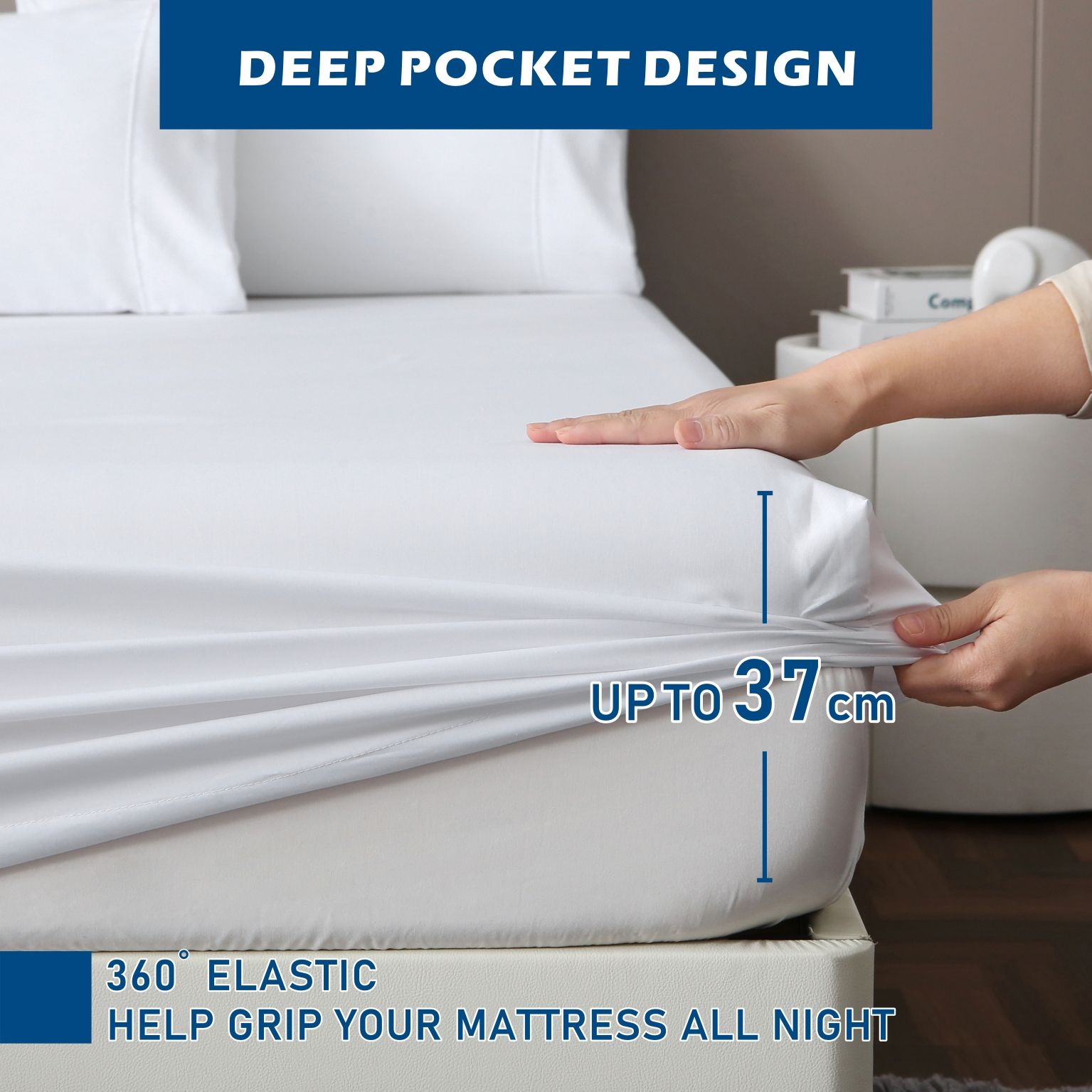 4 Piece Hotel Bamboo Cooling Sheet Set -Ultra Soft 2000TC Breathable Bed Sheets Set with 37 Centimetre Deep V1317-ZXW9-AUSK-4JT-BAI