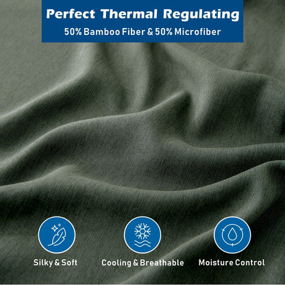 4 Piece Hotel Bamboo Cooling Sheet Set -Ultra Soft 2000TC Breathable Bed Sheets Set with 37 Centimetre Deep V1317-ZXW9-AUSK-4JT-JL