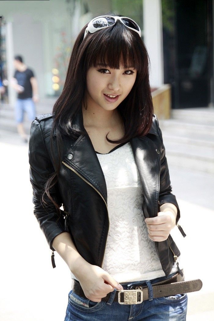 Women PU Leather Jacket Lapel Korean Style V1328-3655226348929