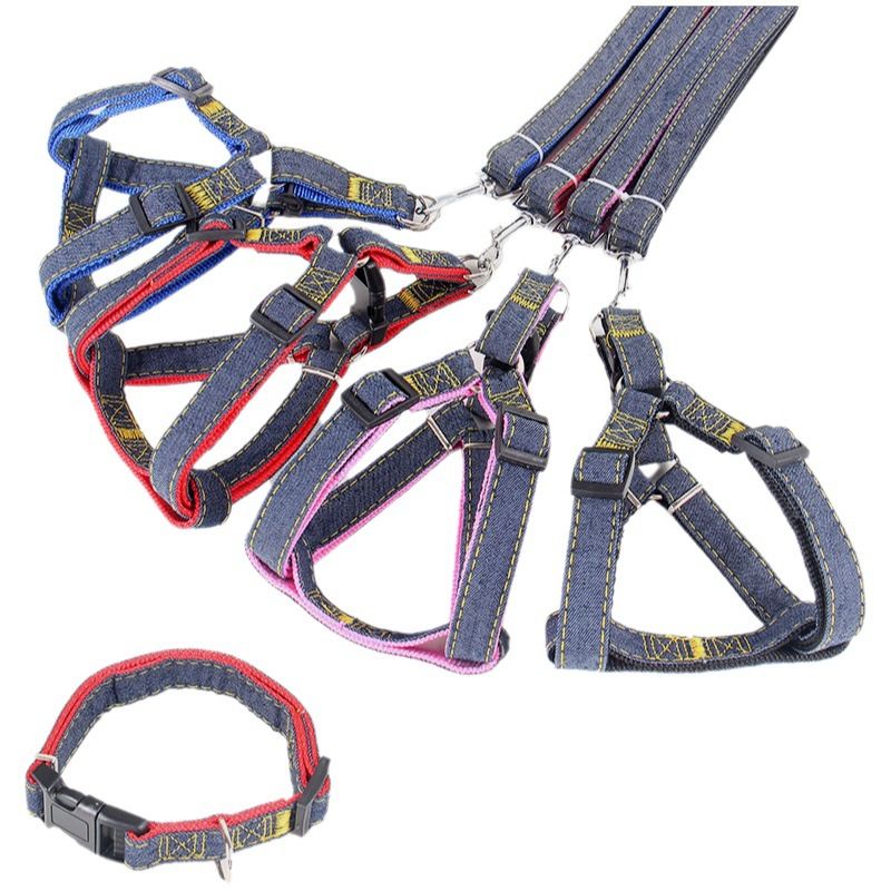 tedoora Dog Leash Harness Set Nylon 120cm Blue two-piece set XL(2.5cm long 120cm) V1328-4130831253718