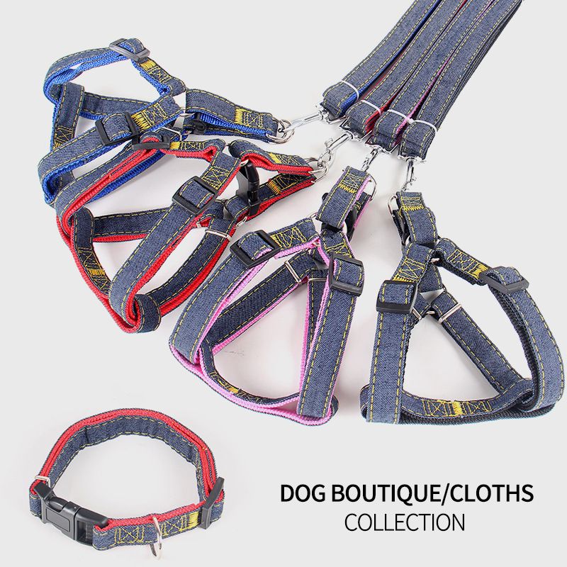 tedoora Dog Leash Harness Set Nylon 120cm Red three-piece set S(1.0cm long 120cm) V1328-4130831253735