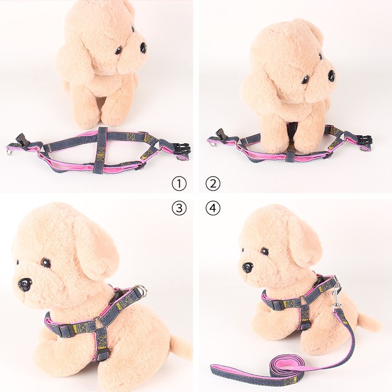 tedoora Dog Leash Harness Set Nylon 120cm Pink three-piece set L(2.0cm long 120cm) V1328-4130831253745