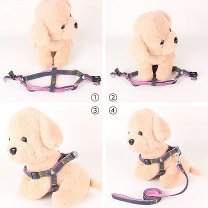 tedoora Dog Leash Harness Set Nylon 120cm Pink three-piece set L(2.0cm long 120cm) V1328-4130831253745