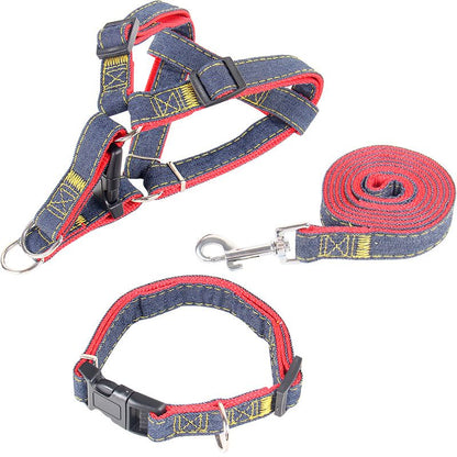 tedoora Dog Leash Harness Set Nylon 120cm Pink three-piece set L(2.0cm long 120cm) V1328-4130831253745