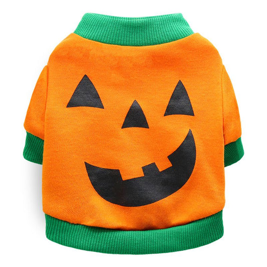 DROOLING DOG Pet Dog Cat Clothes Cotton T Shirt Orange dark green edge (pumpkin head) XS V1328-4411830142322