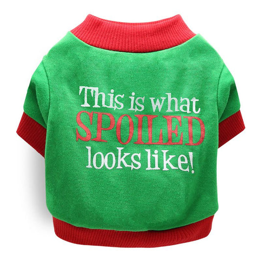 DROOLING DOG Pet Dog Cat Clothes Cotton T Shirt Green bottom with red edges (spoiled shoes) XS V1328-4411830142325