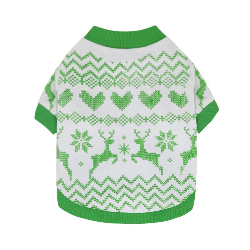DROOLING DOG Pet Dog Cat Clothes Cotton T Shirt White background with green edge (Fawn) XS V1328-4411830142338
