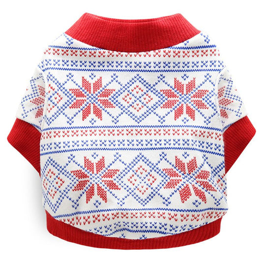 DROOLING DOG Pet Dog Cat Clothes Cotton T Shirt Red Edge (Snowflake) V1328-4411830142350