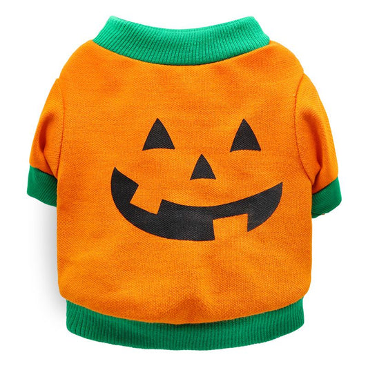 DROOLING DOG Pet Dog Cat Clothes Cotton T Shirt Orange Green Edge (pumpkin head) V1328-4411830142355