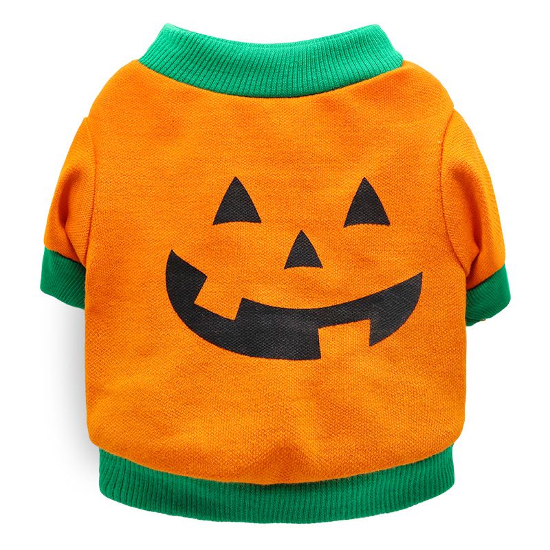 DROOLING DOG Pet Dog Cat Clothes Cotton T Shirt Orange Green Edge (pumpkin head) M V1328-4411830142382