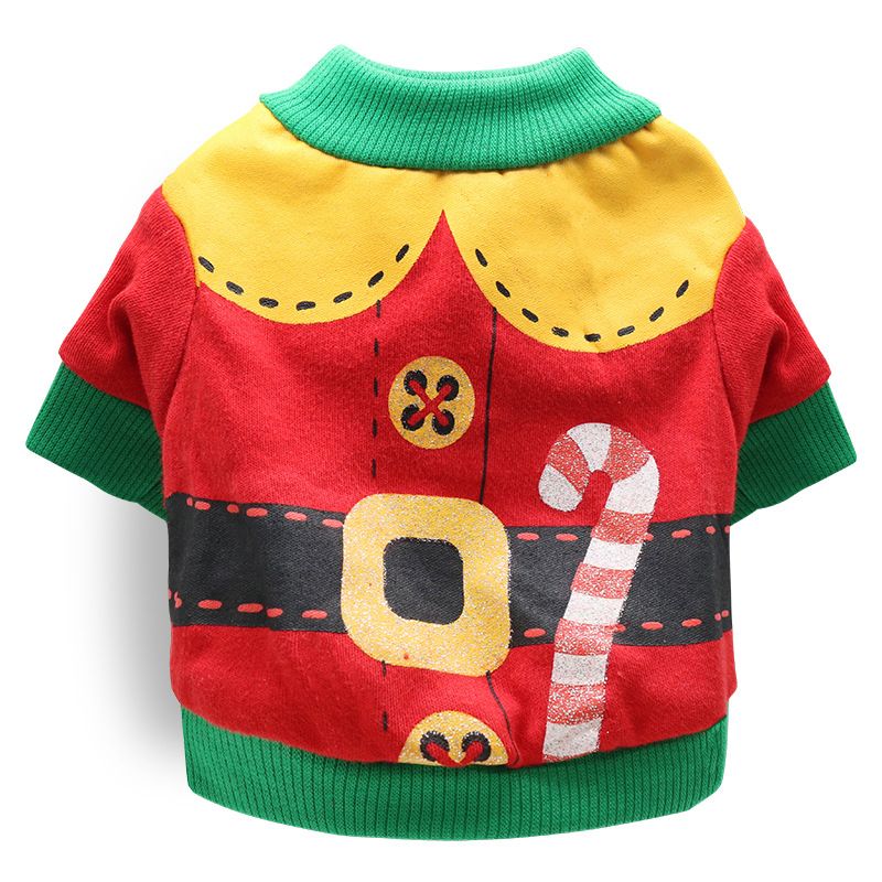 DROOLING DOG Pet Dog Cat Clothes Cotton T Shirt Red background with green edge (Santa Claus) M V1328-4411830142383