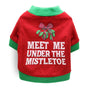 DROOLING DOG Pet Dog Cat Clothes Cotton T Shirt Red background with green edge (leaves) M V1328-4411830142388