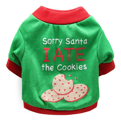 DROOLING DOG Pet Dog Cat Clothes Cotton T Shirt Green background with red edge (biscuit) M V1328-4411830142393