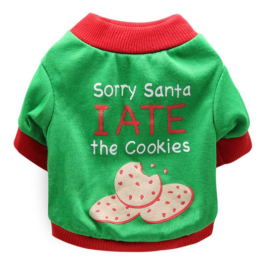 DROOLING DOG Pet Dog Cat Clothes Cotton T Shirt Green background with red edge (biscuit) M V1328-4411830142393