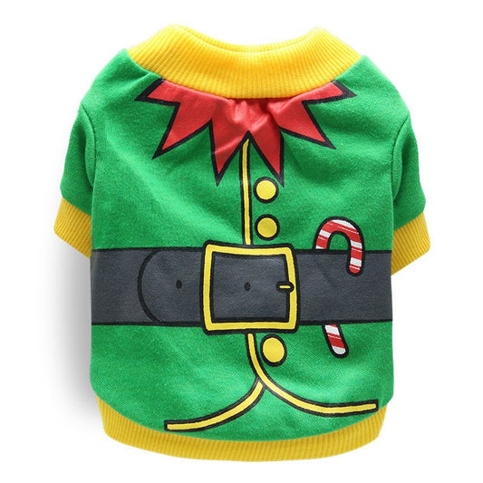 DROOLING DOG Pet Dog Cat Clothes Cotton T Shirt Green Yellow Edge (Santa Claus) V1328-4411830142422
