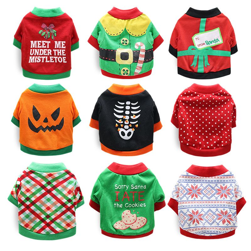 DROOLING DOG Pet Dog Cat Clothes Cotton T Shirt Red (dot) V1328-4411830142425