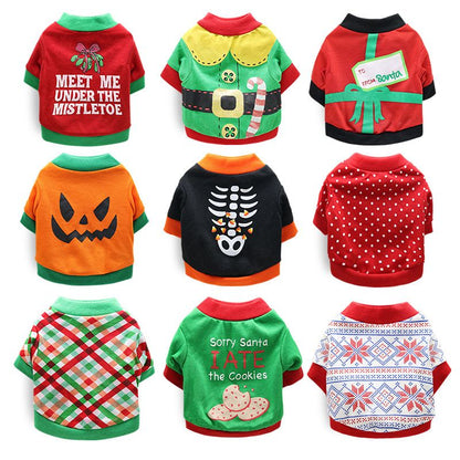 DROOLING DOG Pet Dog Cat Clothes Cotton T Shirt Red (dot) V1328-4411830142425