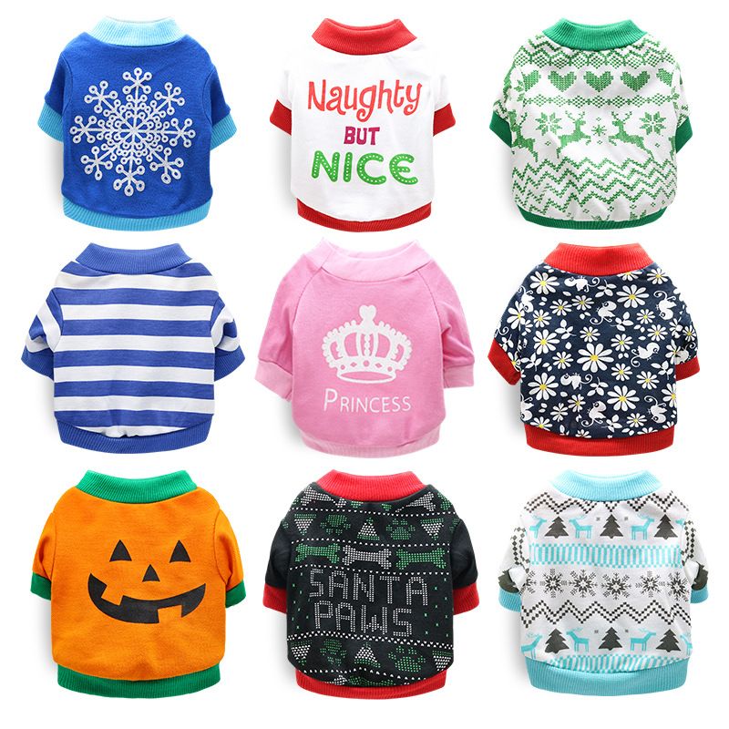 DROOLING DOG Pet Dog Cat Clothes Cotton T Shirt Red (dot) V1328-4411830142425