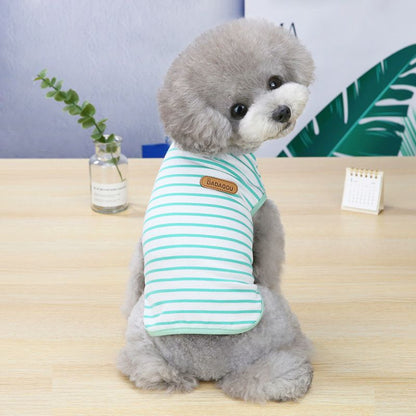 DADAGOU Dog Vest Cotton Striped Casual Pet Clothing 21 Casual Striped Vest-Green M V1328-4578239685602