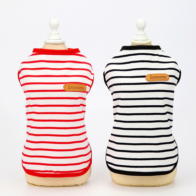 DADAGOU Dog Vest Cotton Striped Casual Pet Clothing 21 Casual Striped Vest-Green M V1328-4578239685602