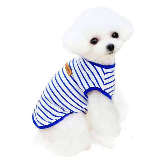 DADAGOU Dog Vest Cotton Striped Casual Pet Clothing 21 Casual Striped Vest-Blue V1328-4578239685607