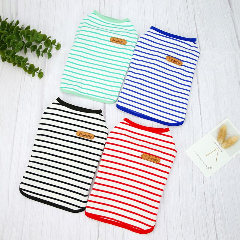 DADAGOU Dog Vest Cotton Striped Casual Pet Clothing 21 Casual Striped Vest-Blue V1328-4578239685607