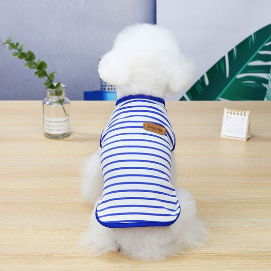 DADAGOU Dog Vest Cotton Striped Casual Pet Clothing 21 Casual Striped Vest-Blue L V1328-4578239685609