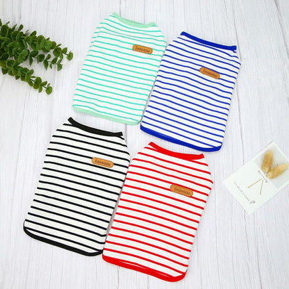 DADAGOU Dog Vest Cotton Striped Casual Pet Clothing 21 Casual Striped Vest-Blue L V1328-4578239685609