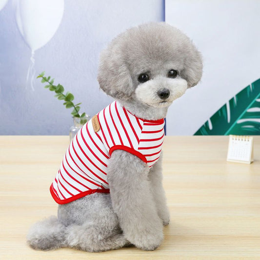DADAGOU Dog Vest Cotton Striped Casual Pet Clothing 21 Casual Striped Vest-Red XL V1328-4578239685616