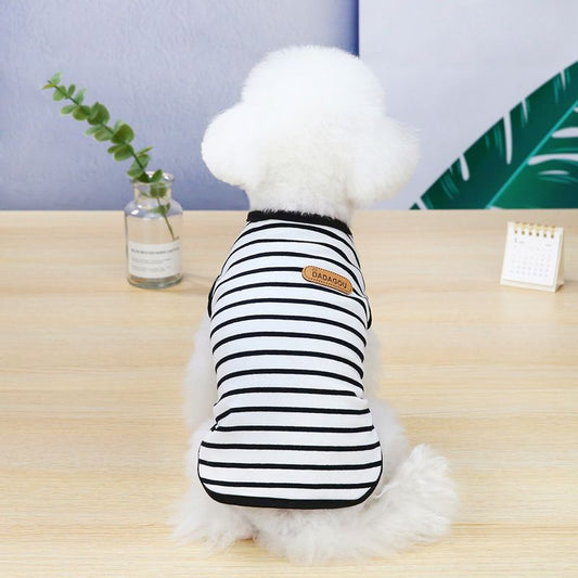 DADAGOU Dog Vest Cotton Striped Casual Pet Clothing 21 Casual Striped Vest-Black L V1328-4578239685621