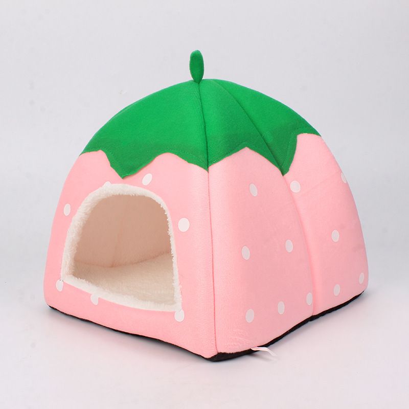 Strawberry Pet Nest Suede Small Dog Cat Bed Pink XL(48*48*48) is suitable for about 16 Jin V1328-4581024528797