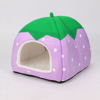 Strawberry Pet Nest Suede Small Dog Cat Bed Pink XL(48*48*48) is suitable for about 16 Jin V1328-4581024528797