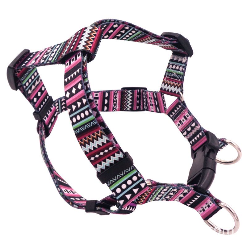 DEYUAN Bohemian Dog Harness Polyester Pink Rose M:2*42-61cm V1328-4703954661438