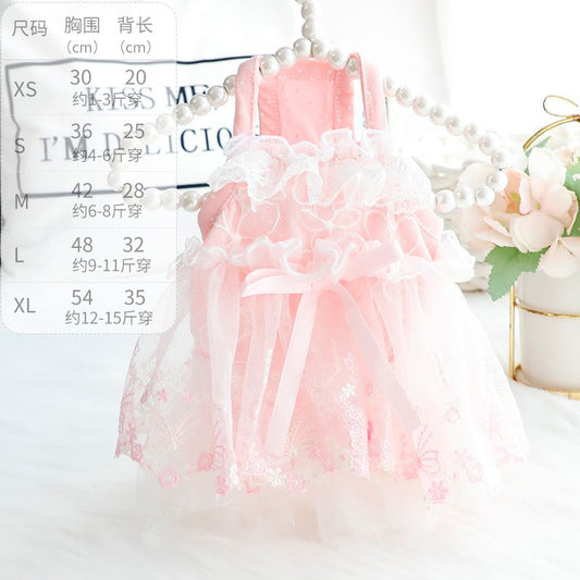 Accope Pet Dress Cotton Princess Style Summer Suspenders pink XS V1328-4866583568602