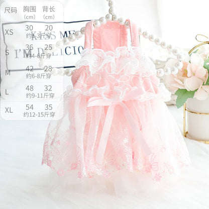 Accope Pet Dress Cotton Princess Style Summer Suspenders pink M V1328-4866583568610
