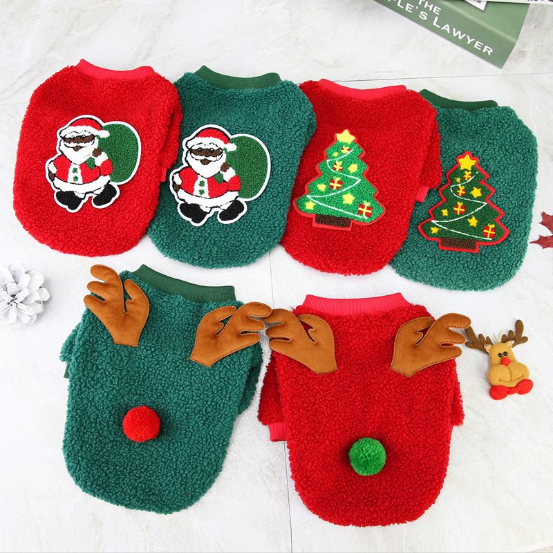 Dogbaby Dog Clothes Fleece Small Breed Christmas Tree 21 Christmas tree fleece-Red M V1328-4878337854571