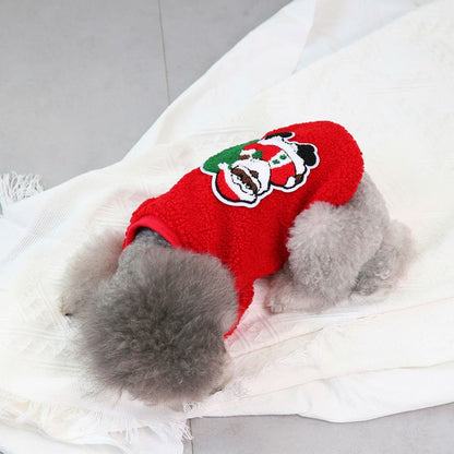 Dogbaby Dog Clothes Fleece Small Breed Christmas Tree 21 Santa Claus Gift Fleece-Red L V1328-4878337854582