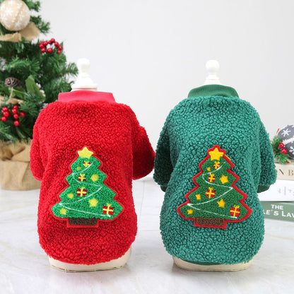 Dogbaby Dog Clothes Fleece Small Breed Christmas Tree 21 Santa Claus Gift Fleece-Red L V1328-4878337854582