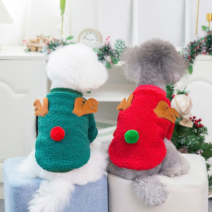 Dogbaby Dog Clothes Fleece Small Breed Christmas Tree 21 Christmas Fawn Legs Velvet-Green V1328-4878337854597