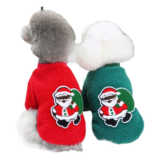 Dogbaby Dog Clothes Fleece Small Breed Christmas Tree 21 Christmas Fawn Legs Velvet-Green XL V1328-4878337854598